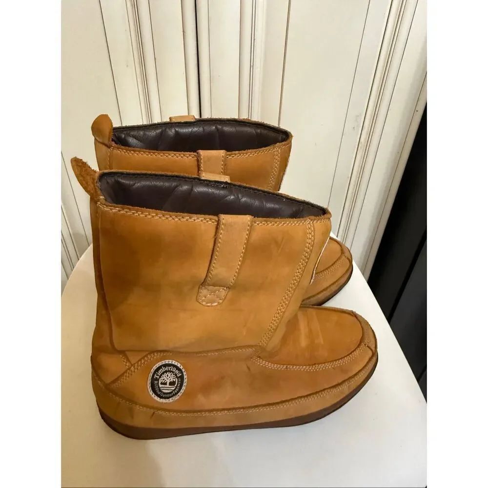 Timberland Women's Mukluk Thermolite Leather Pull On Waterproof Snow Boots Tan 8 - Picture 4 of 14